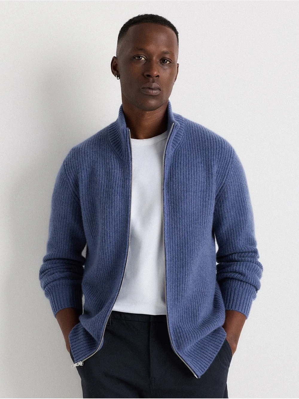 Quince Men’s Mongolian Cashmere Fisherman Full Zip Sweater M Medium NWT